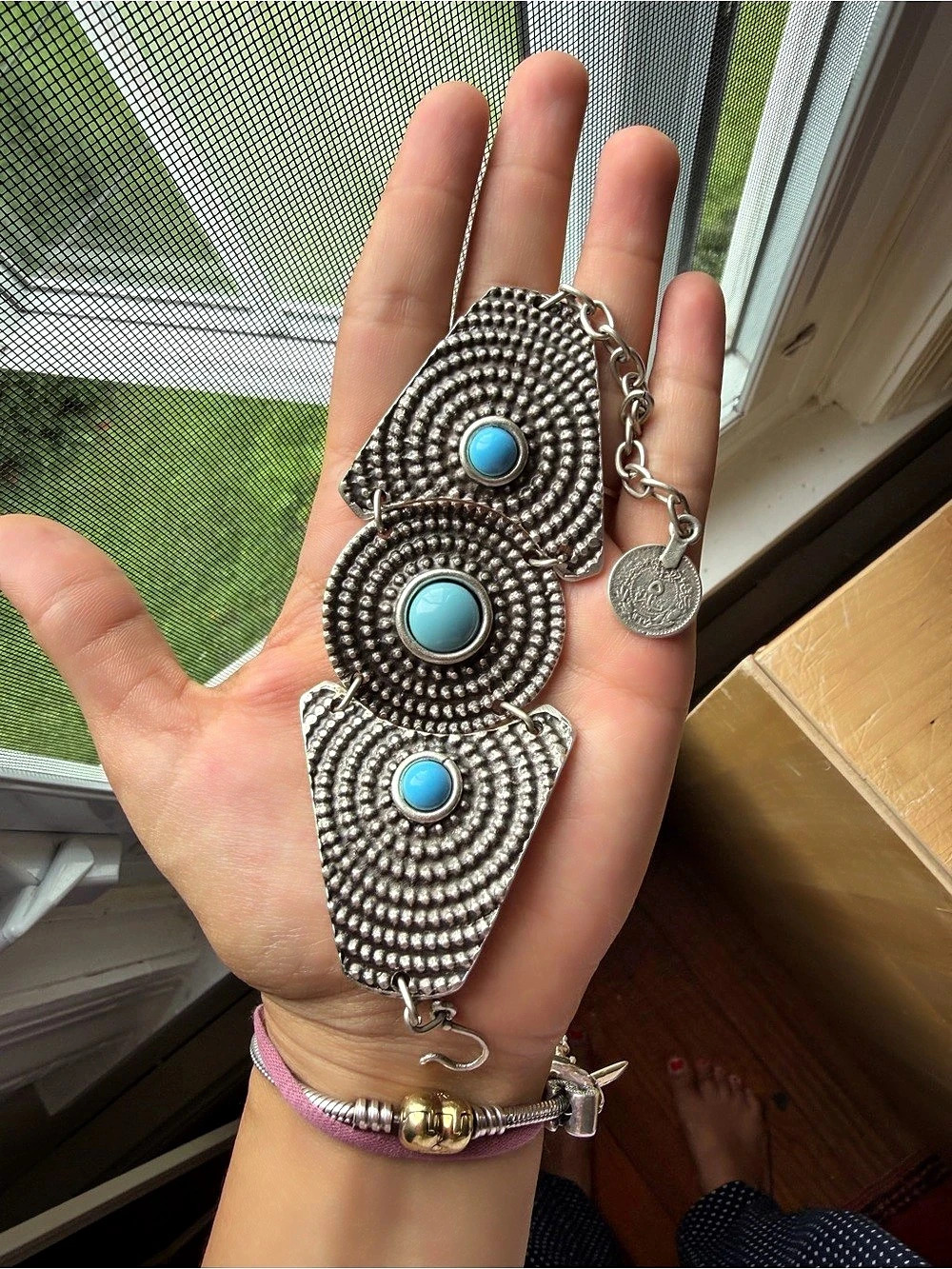 Turquoise Statement Bracelet in Silver & Blue